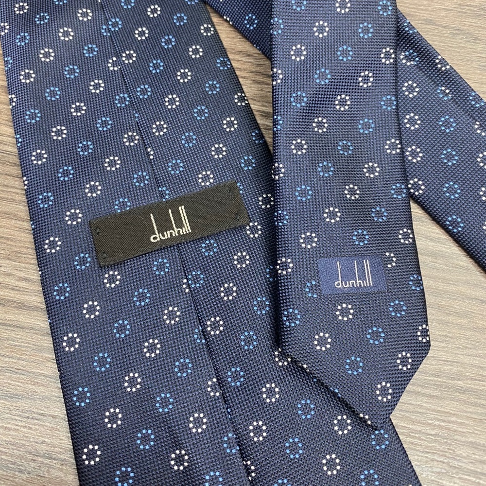 Dunhill Navy w/ Blue & White Polka Dot Tie